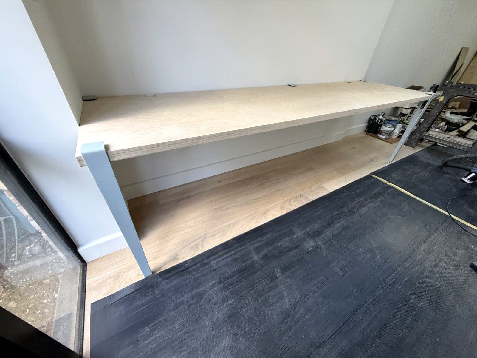Birch ply desk top and shelf