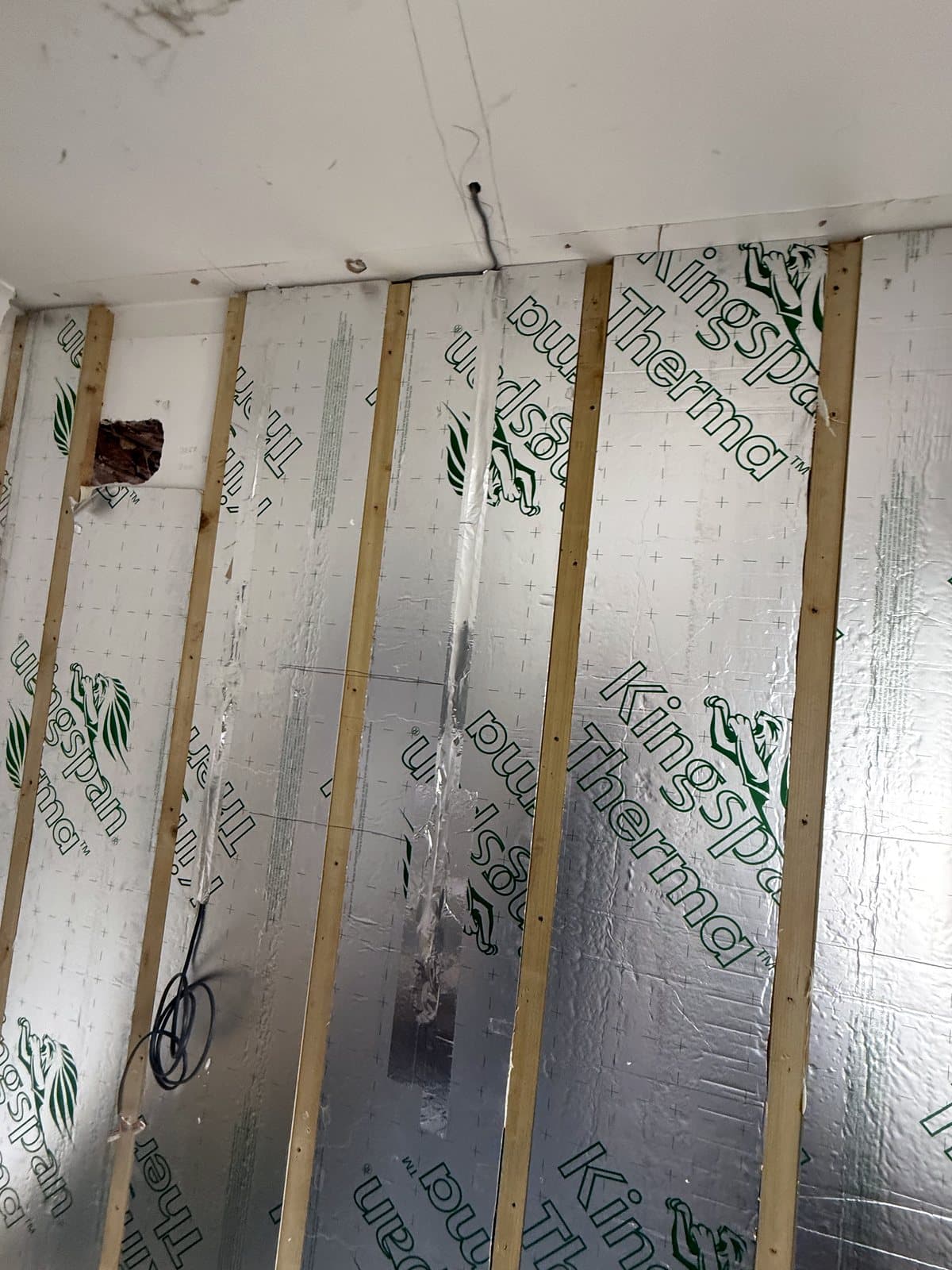Insulation boards fitted round the wiring