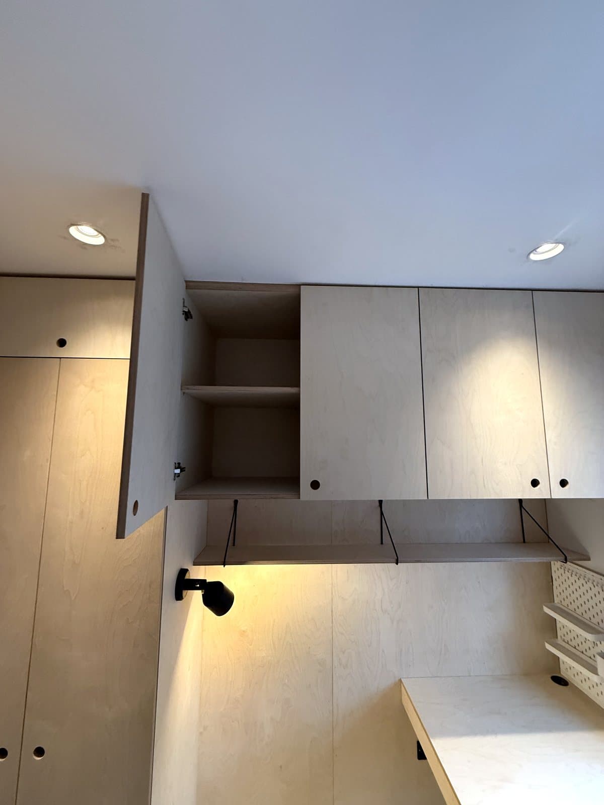 Overhead cupboard open