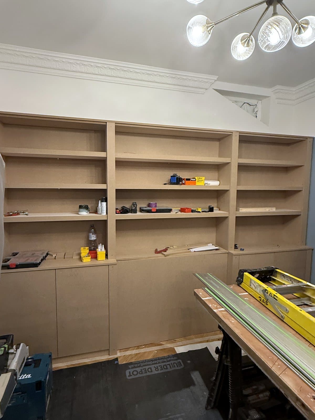Shelves and cupboard bases from across the room