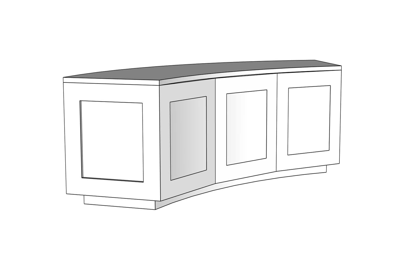 SketchUp model of the curved seat from the left