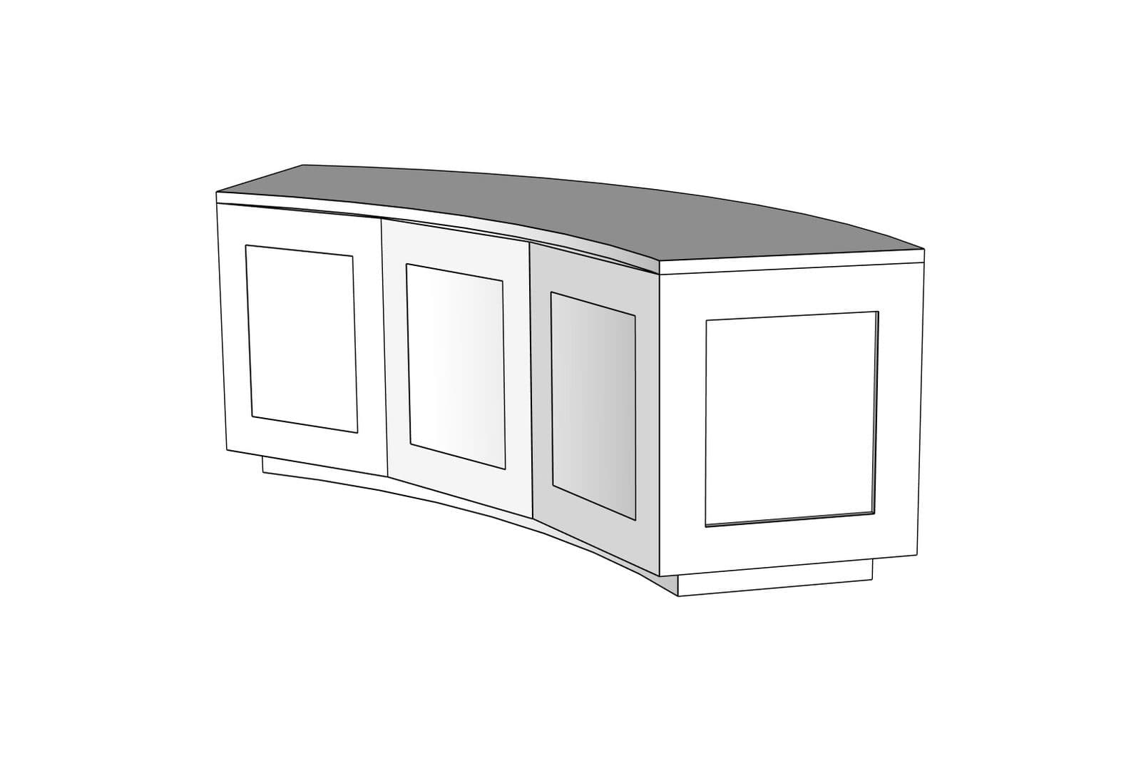 SketchUp model of the curved seat from the right