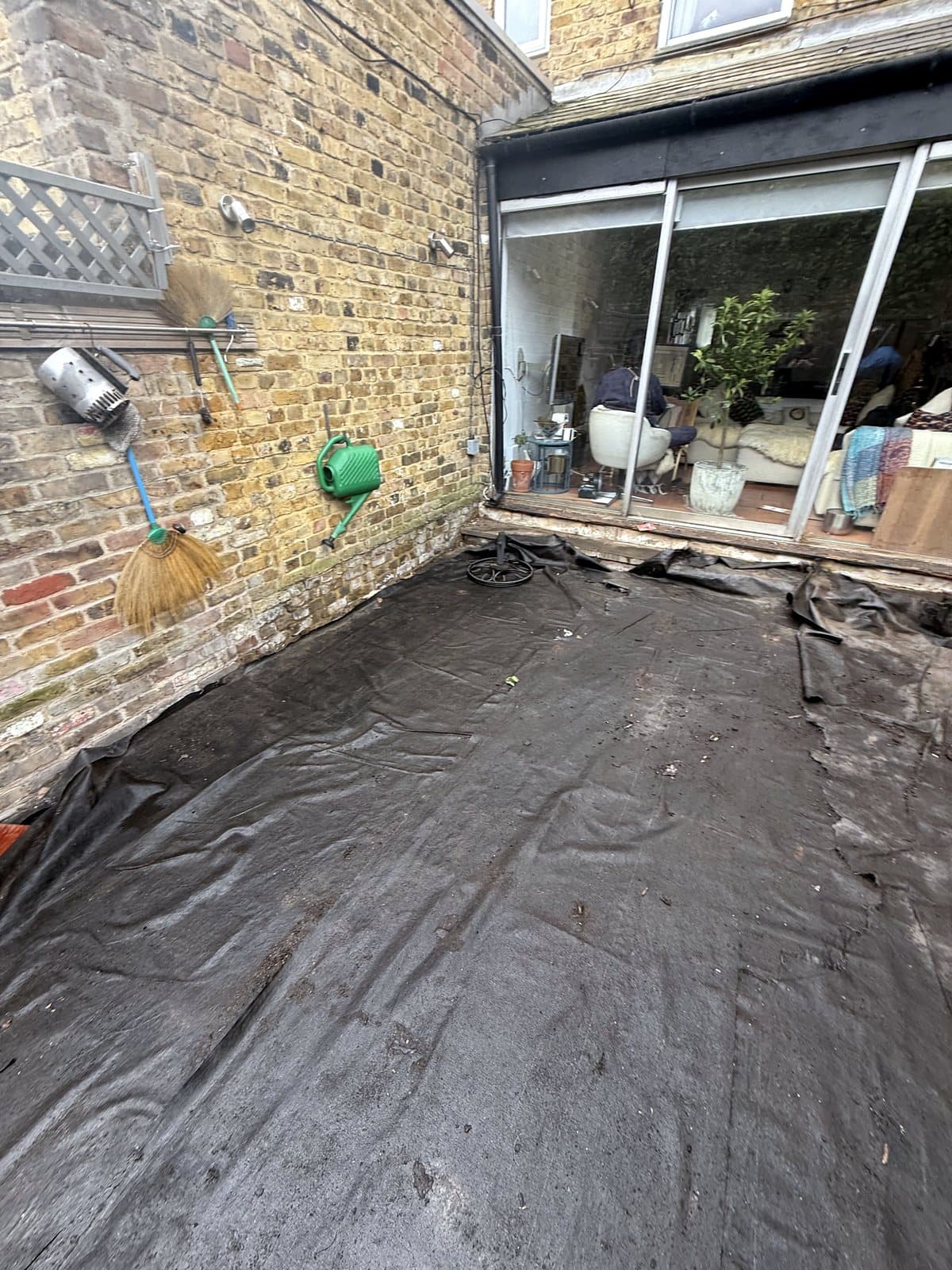 Membrane laid up to the back doors