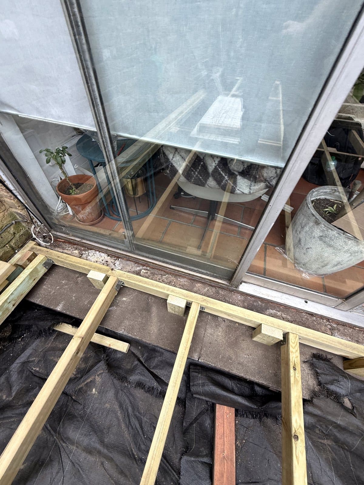 Frame up to the sliding doors
