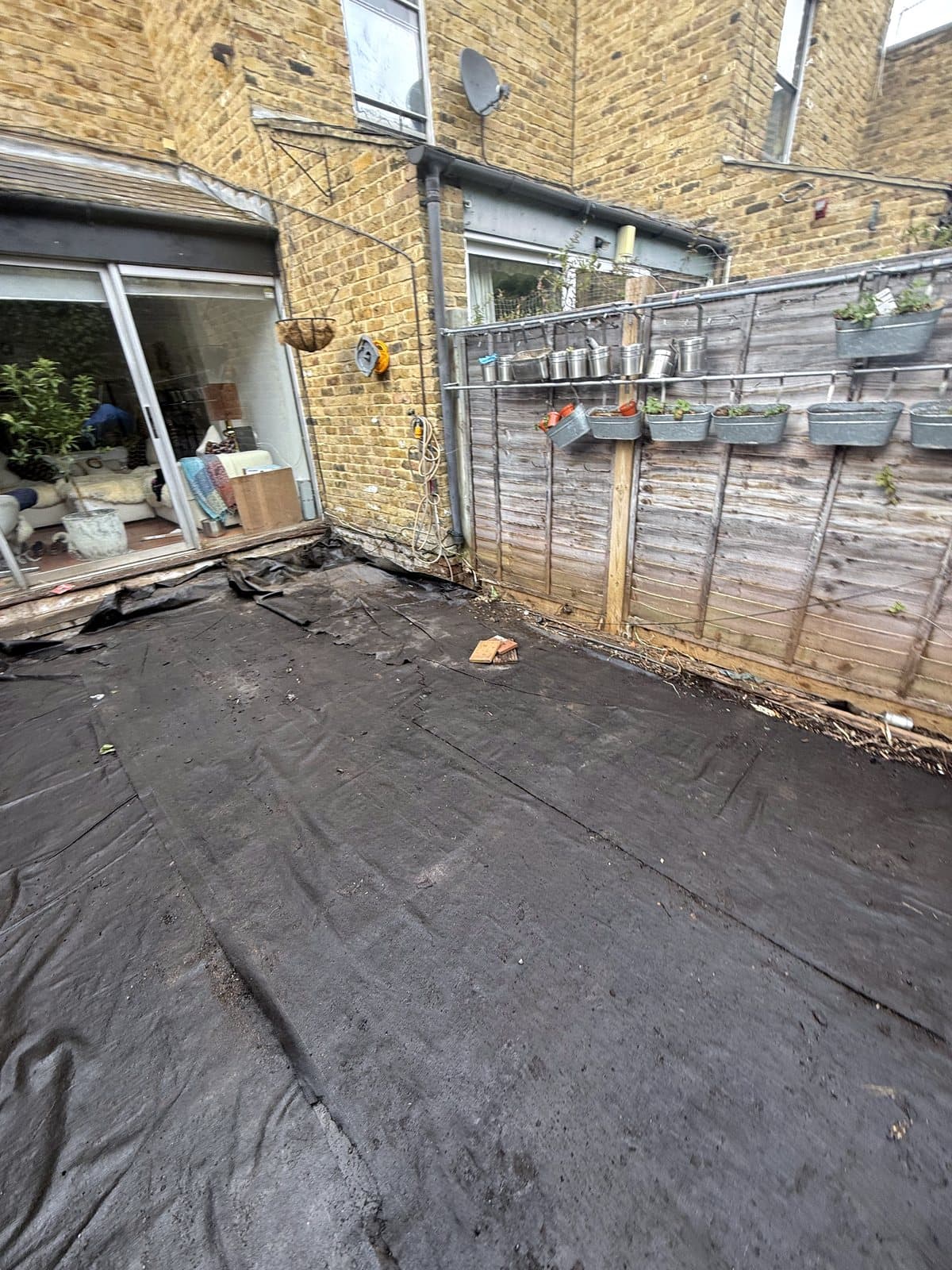 Garden with weed membrane down