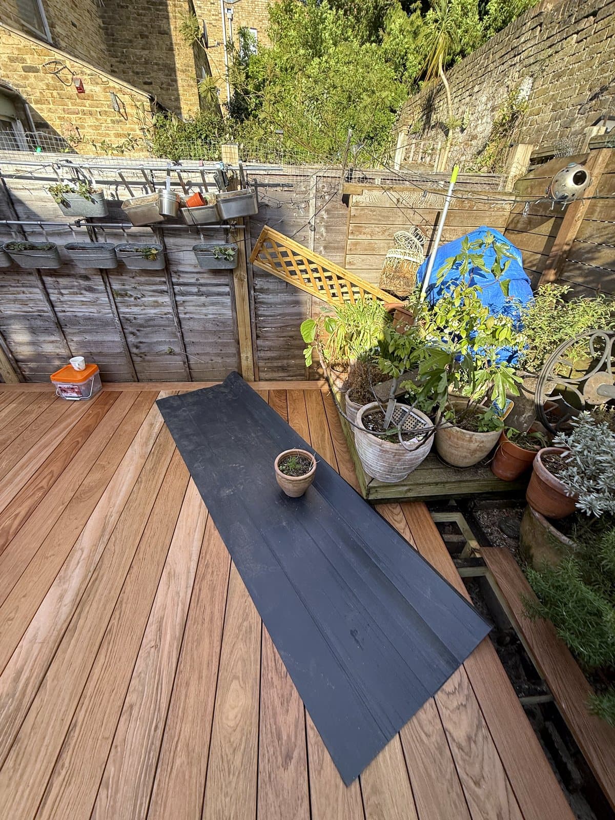 Deck by the planters at the far end