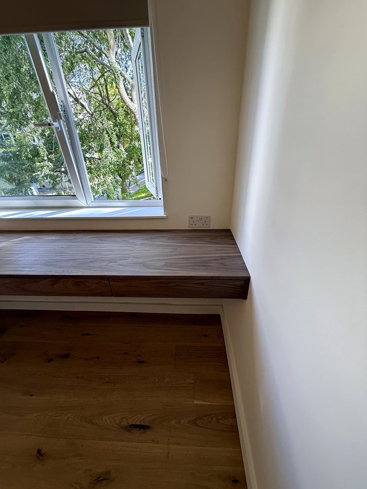 The desk from the doorway