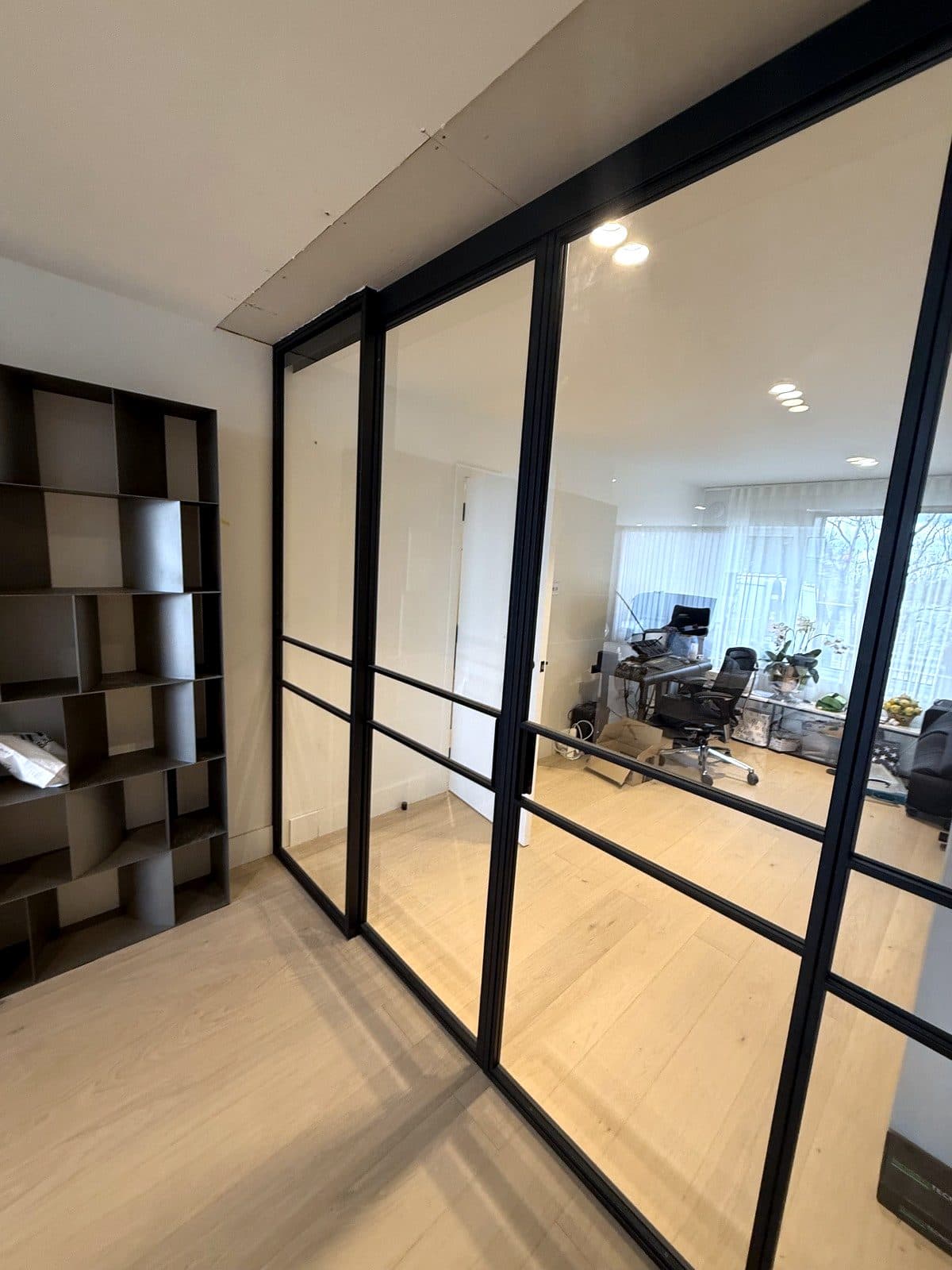 Doors with shelving to one side
