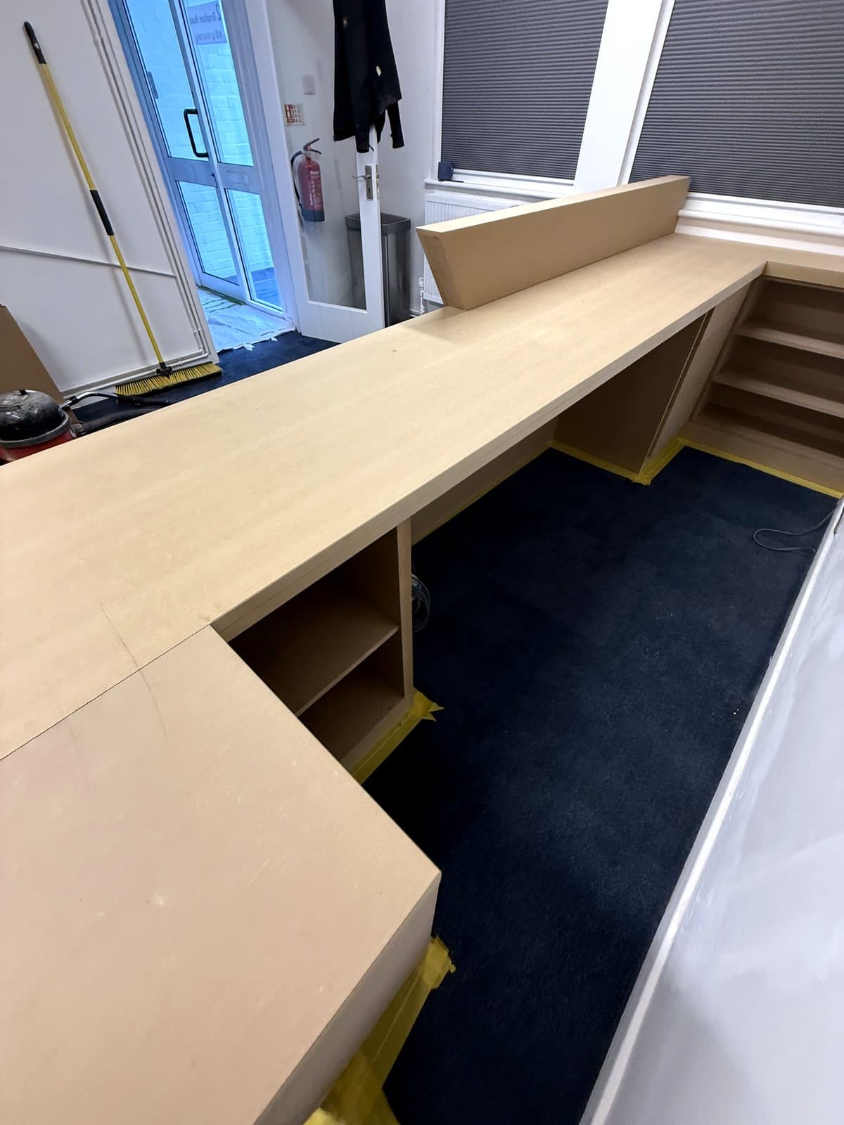 The counter top from the doorway end