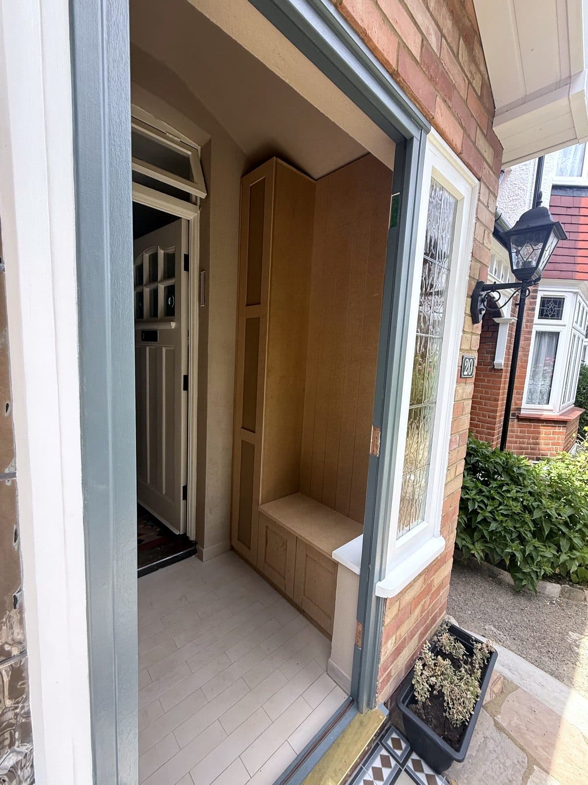 Porch storage from the front door