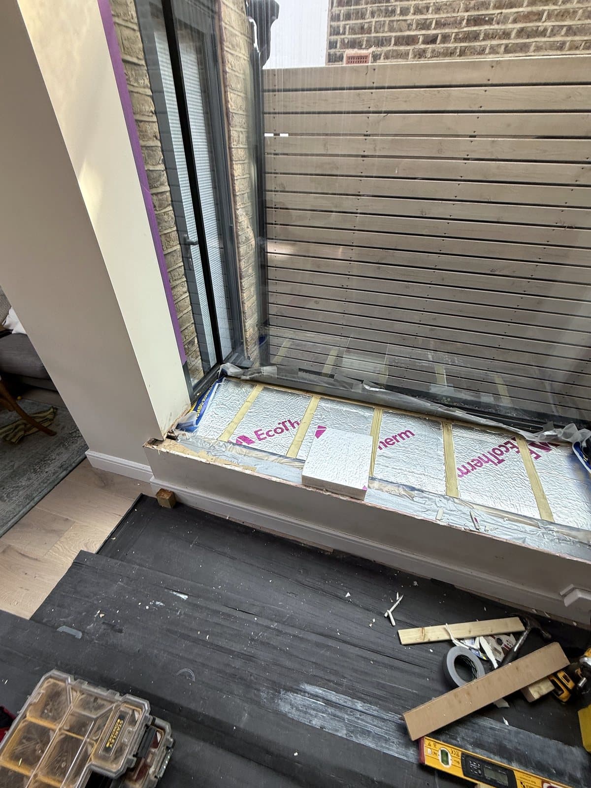 Insulation boards across the whole seat