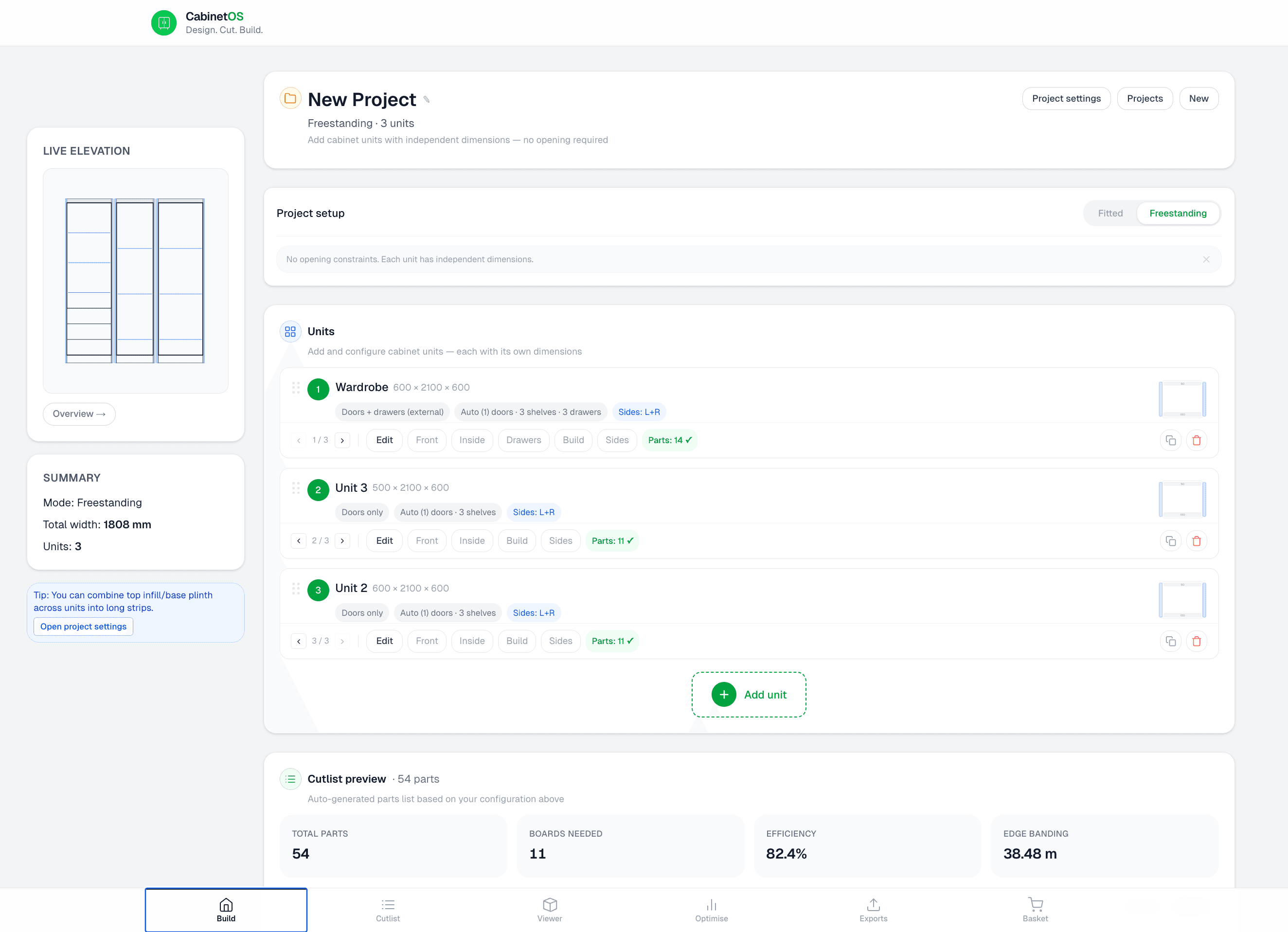 Cabinetos app screenshot