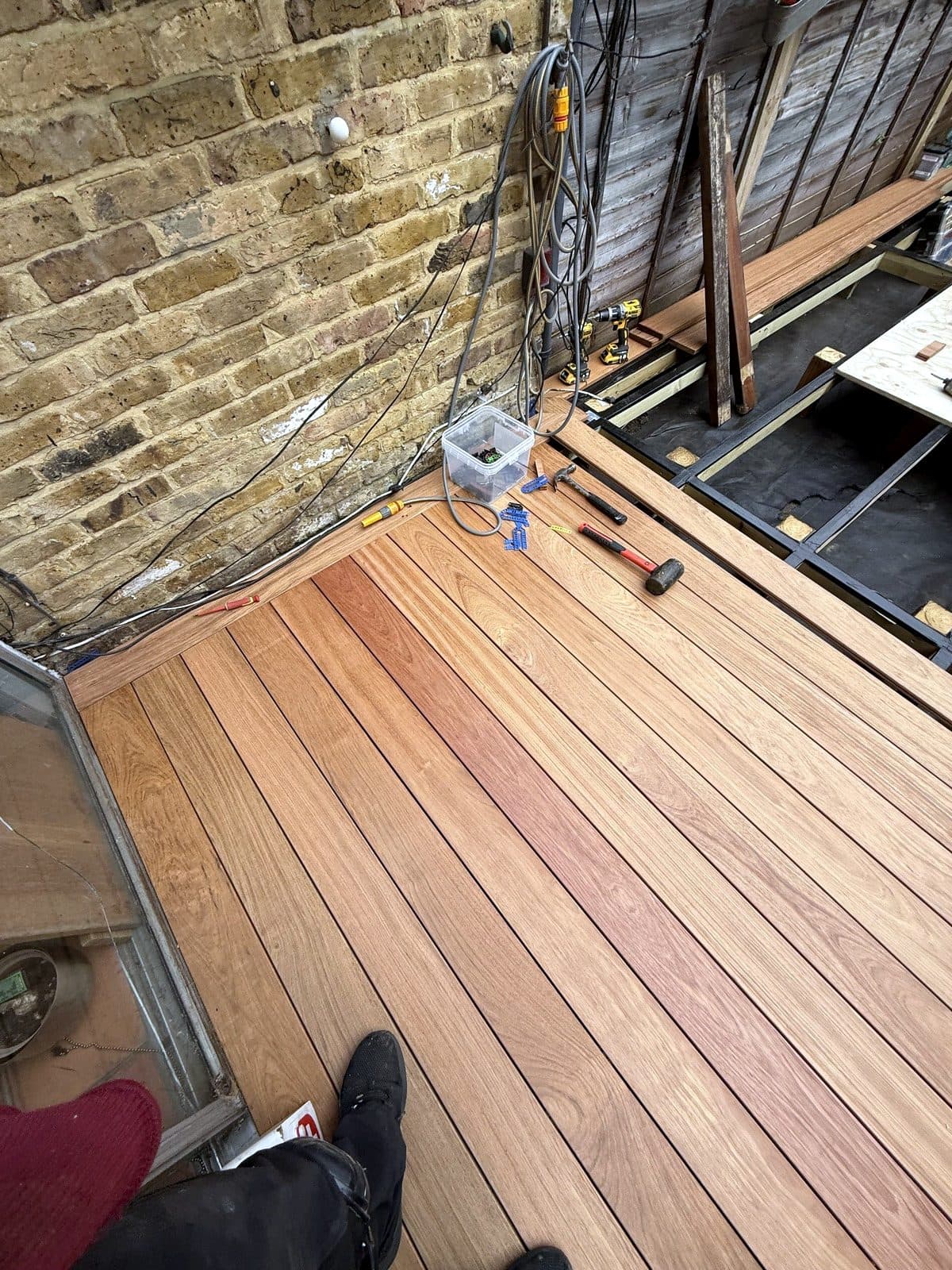 Deck boards going down on the frame