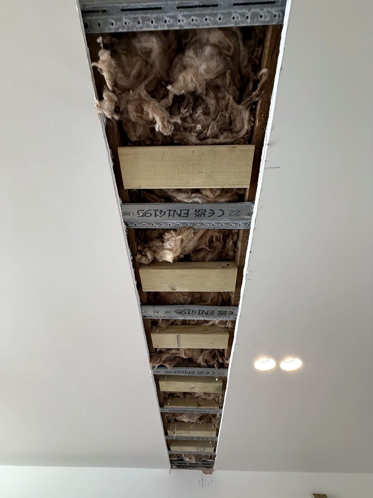 Full run of timber along the opened ceiling
