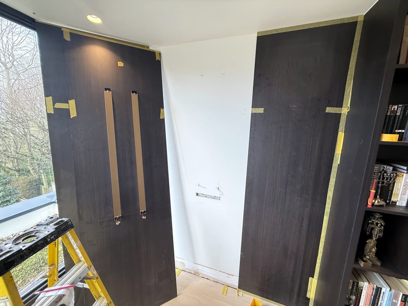 Brass strips set into the panels