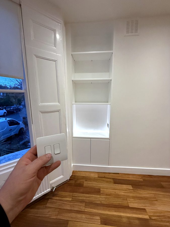 The lit shelf switched on