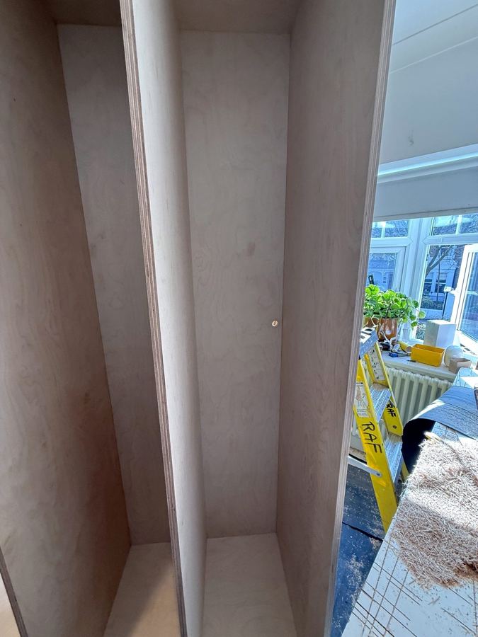 The wardrobe carcass lined in ply