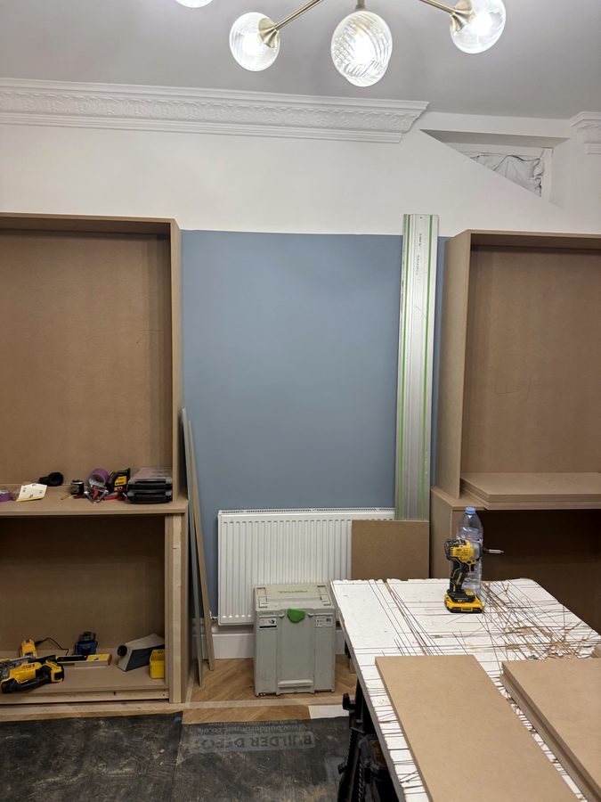 First uprights in, either side of the radiator
