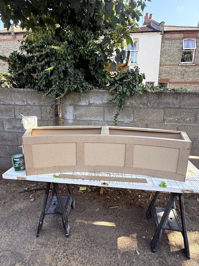 The finished front on the trestles