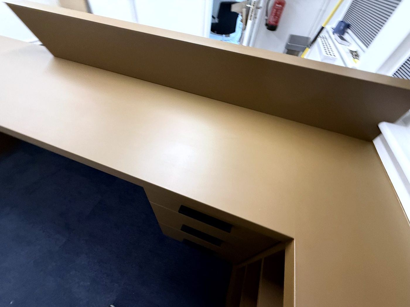 Shelves on the staff side