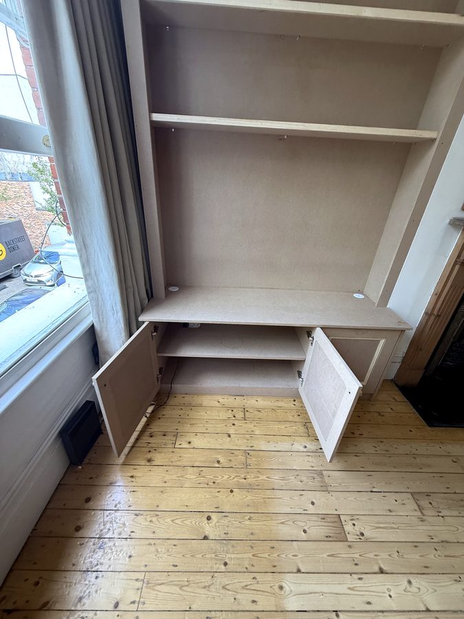 Left cupboard open
