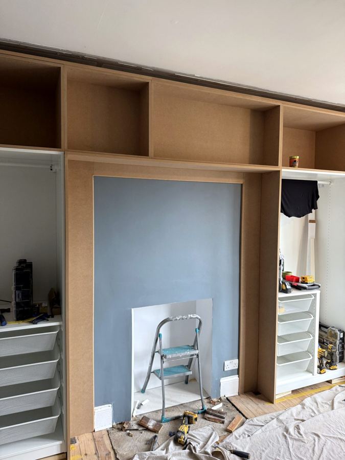 The MDF bridge over the chimney breast