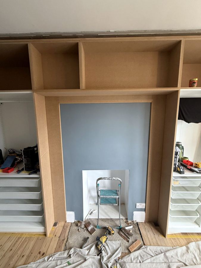 Faced in MDF, ready for doors