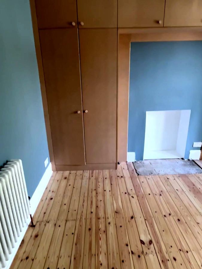 The left side and the bridge over the fireplace